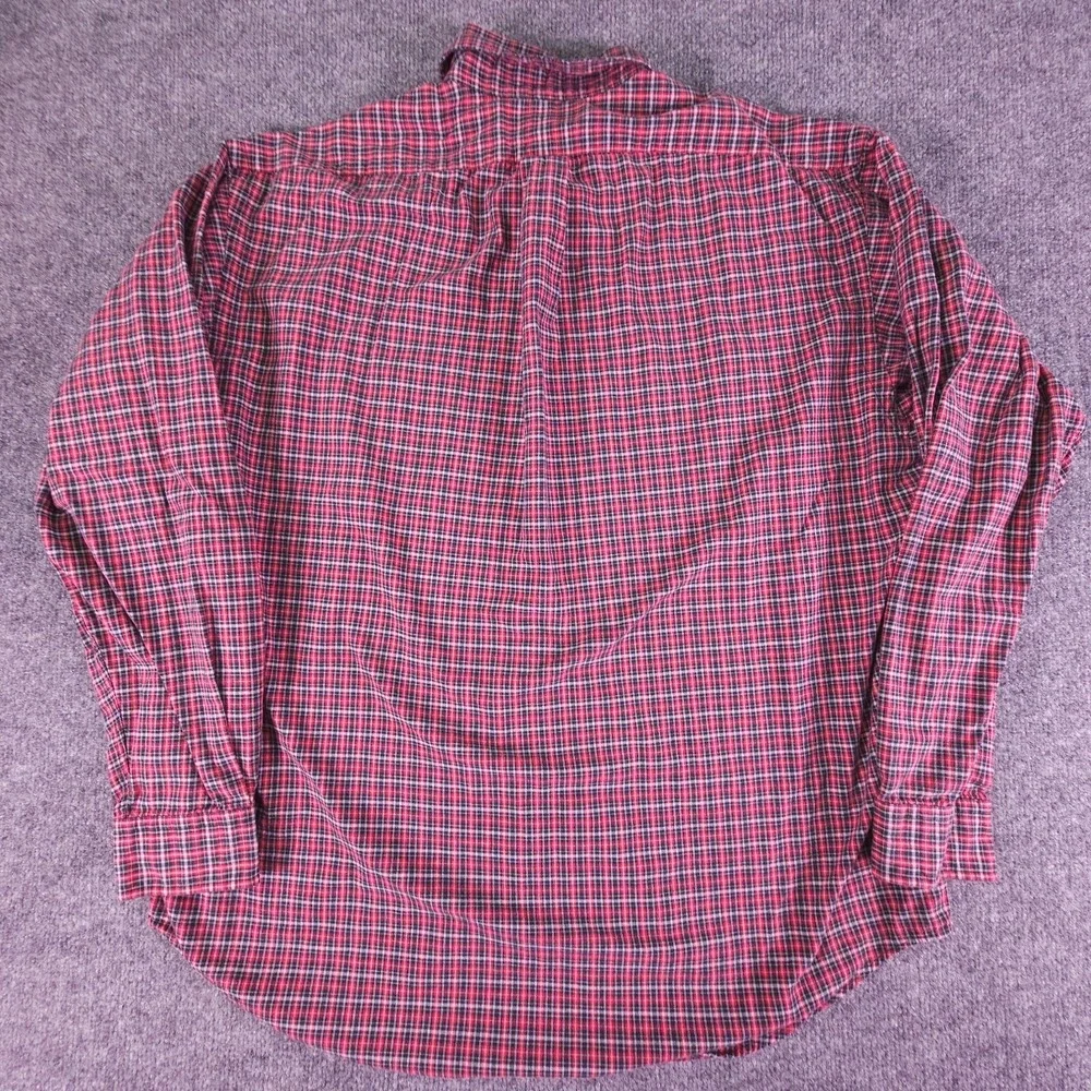 VTG Polo Ralph Lauren Big Shirt Men's M‎ Oxford Plaid Blue Pony Button Down